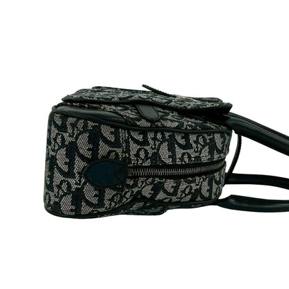 Dior Double Saddle Bag Trotter Pattern Canvas Leather Black — view 6