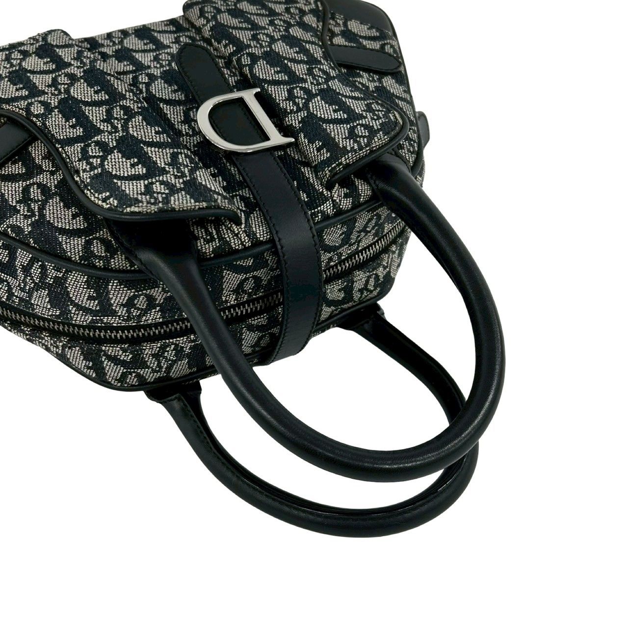 Dior Double Saddle Bag Trotter Pattern Canvas Leather Black — view 4