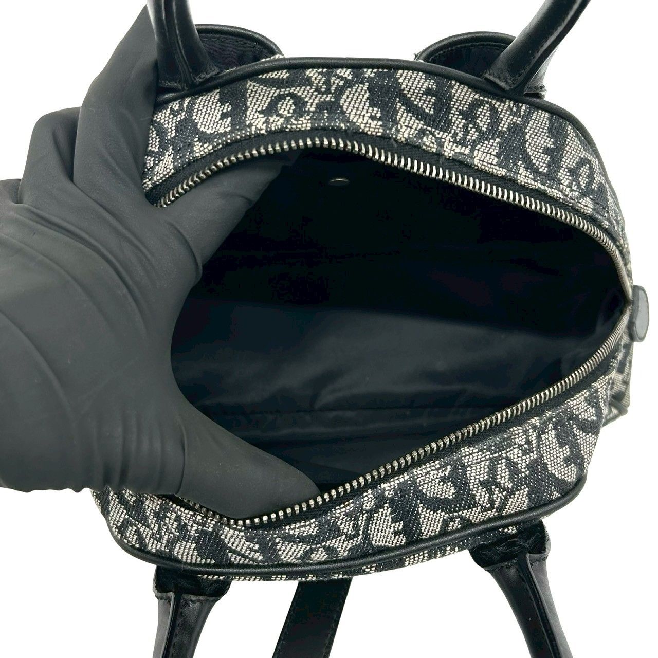 Dior Double Saddle Bag Trotter Pattern Canvas Leather Black — view 9