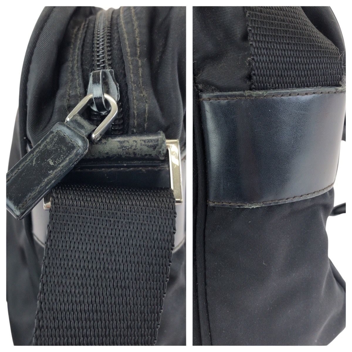 Prada Tessuto Black Silver Nylon Shoulder — view 6