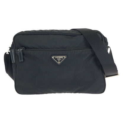 Prada Tessuto Black Silver Nylon Shoulder