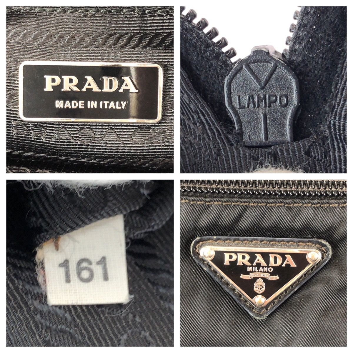 Prada Tessuto Black Silver Nylon Shoulder — view 4