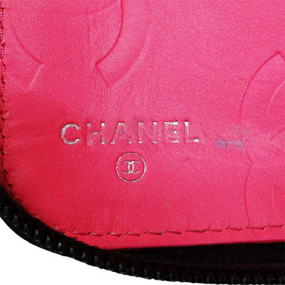 Chanel Wallet Cambon Lambskin Black Silver Zip Around Logo Quilted — view 8