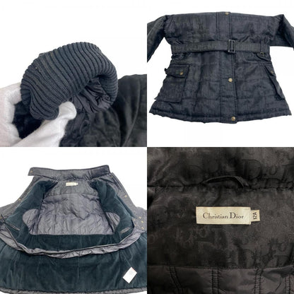 Dior Oblique Black Pattern Nylon Jacket with Fur Hood Belt Kids — view 8