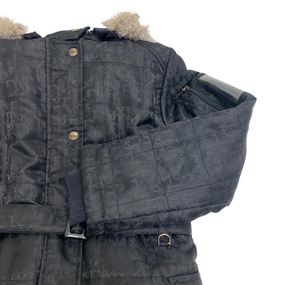 Dior Oblique Black Pattern Nylon Jacket with Fur Hood Belt Kids — view 4