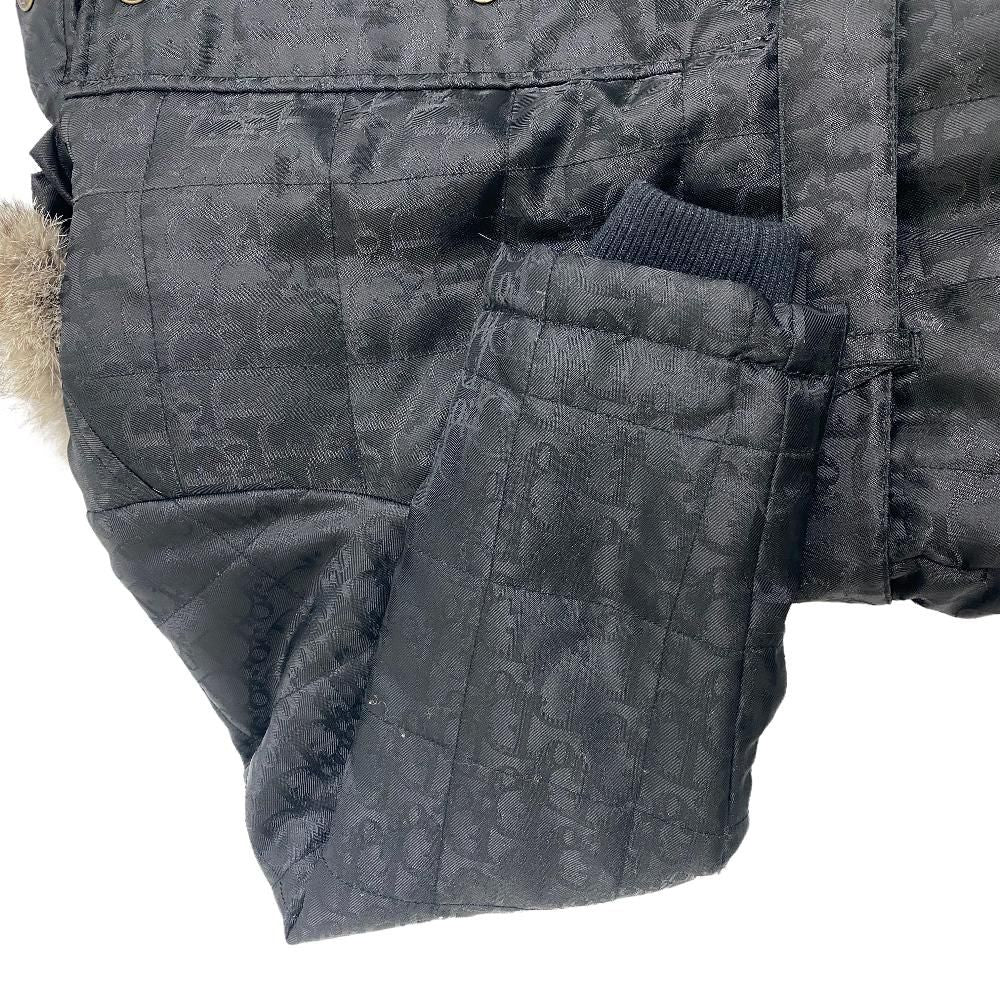 Dior Oblique Black Pattern Nylon Jacket with Fur Hood Belt Kids — view 7