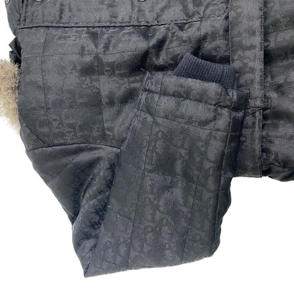 Dior Oblique Black Pattern Nylon Jacket with Fur Hood Belt Kids — view 7