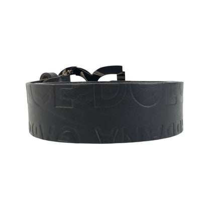 Dolce & Gabbana 99 cm Black Silver Leather Belt — view 2