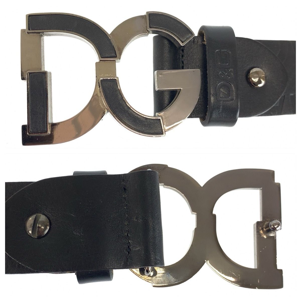 Dolce & Gabbana 99 cm Black Silver Leather Belt — view 6