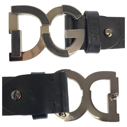 Dolce & Gabbana 99 cm Black Silver Leather Belt — view 6
