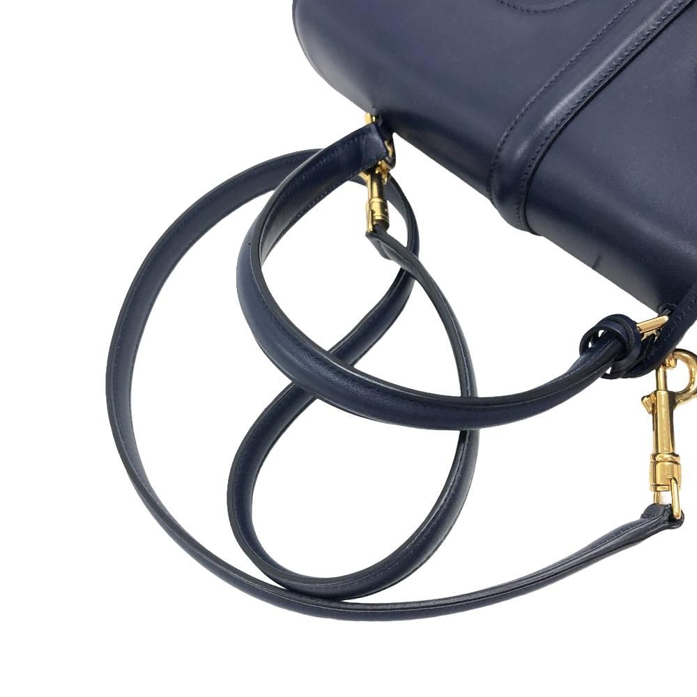 Celine 2-Way Leather Shoulder Bag Navy — view 5