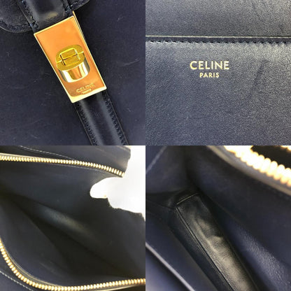Celine 2-Way Leather Shoulder Bag Navy — view 7