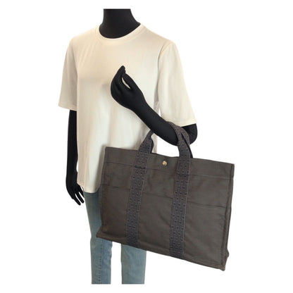 Hermes Her Line Gray Silver Polyamide Polyester Tote — view 6