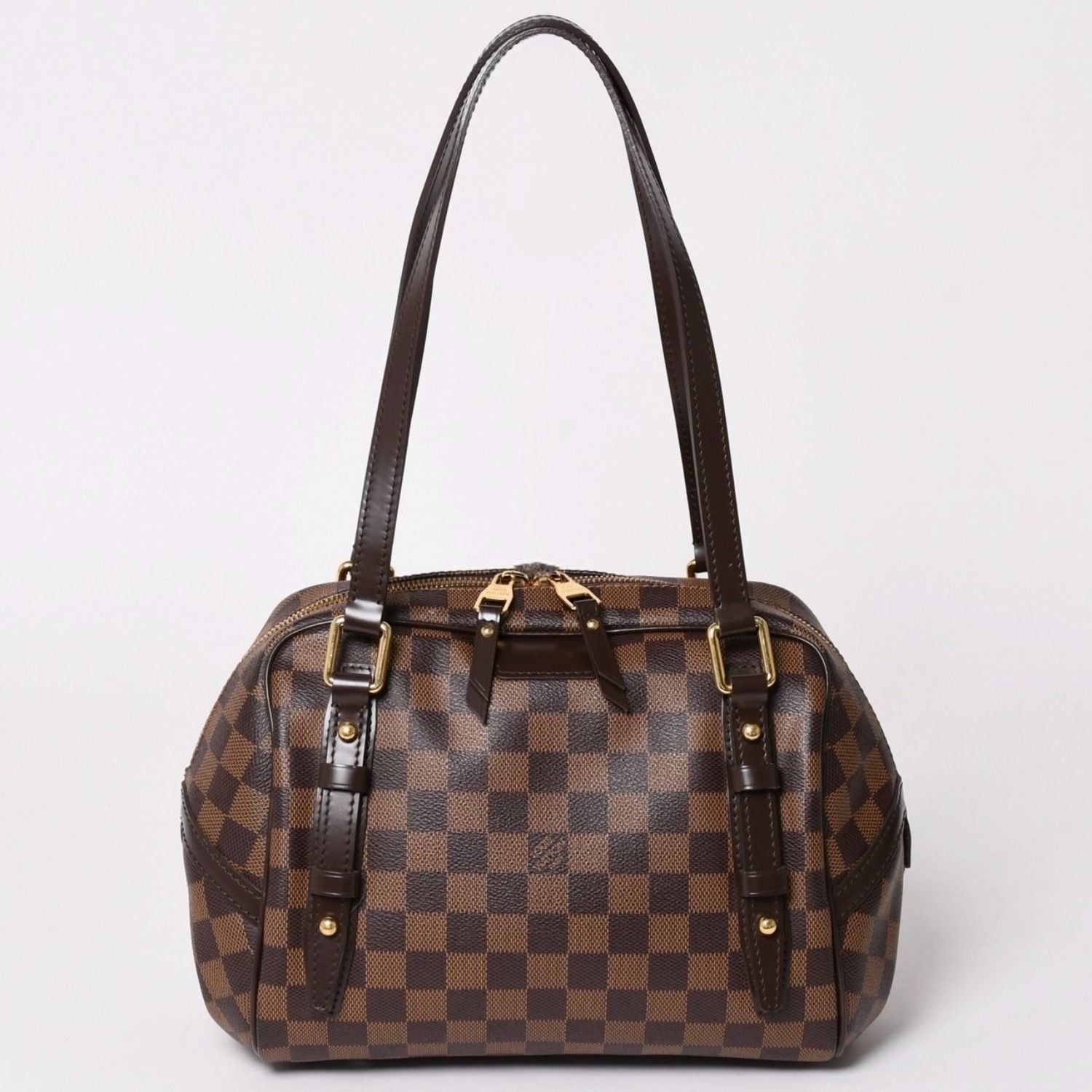 Louis Vuitton Damier Rivington PM Ebene Handbag Brown Gold