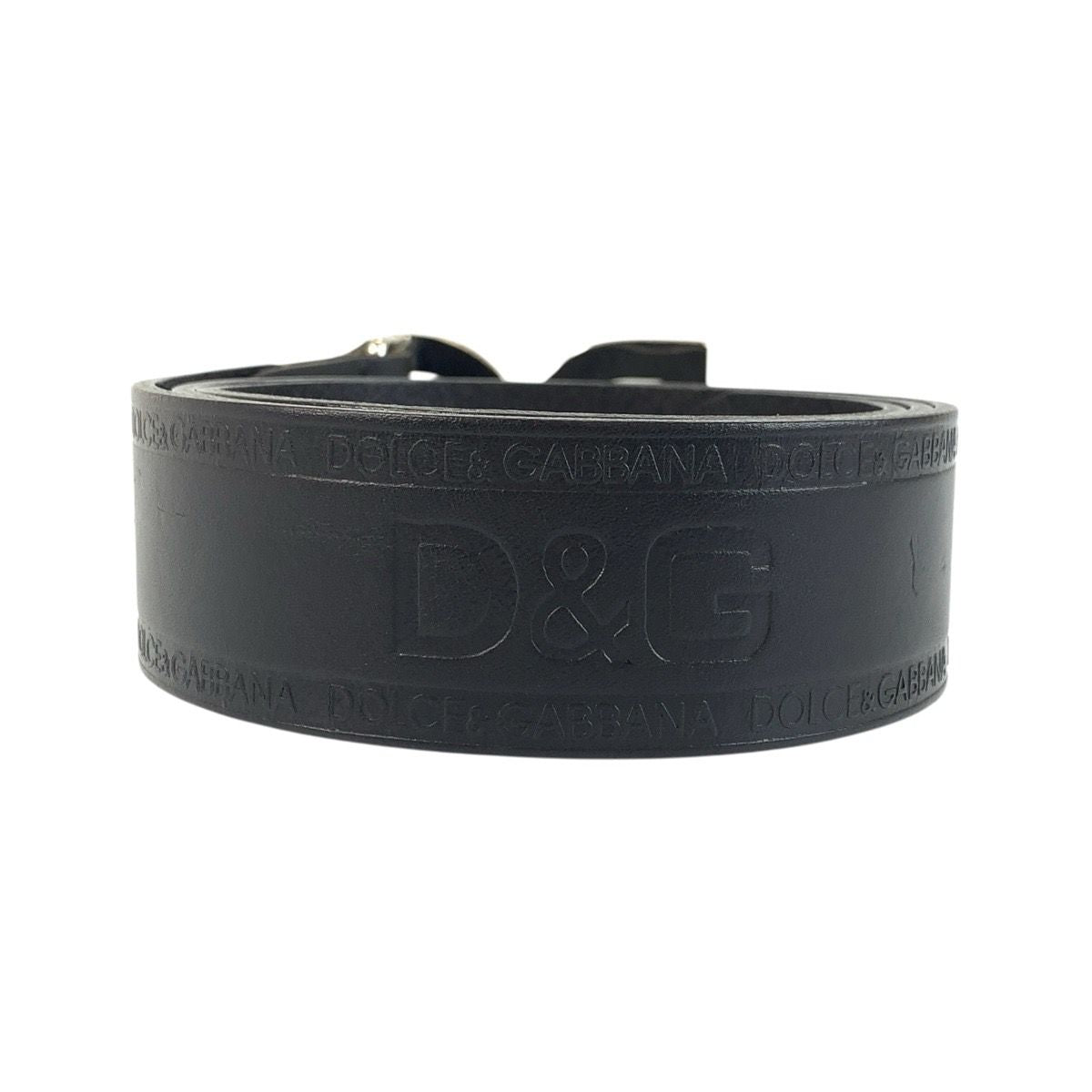 Dolce & Gabbana 90 cm Black Silver Leather Belt — view 2