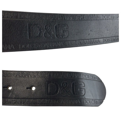 Dolce & Gabbana 90 cm Black Silver Leather Belt — view 5