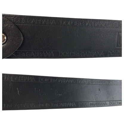 Dolce & Gabbana 90 cm Black Silver Leather Belt — view 4