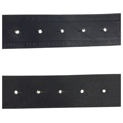Dolce & Gabbana 90 cm Black Silver Leather Belt — view 7