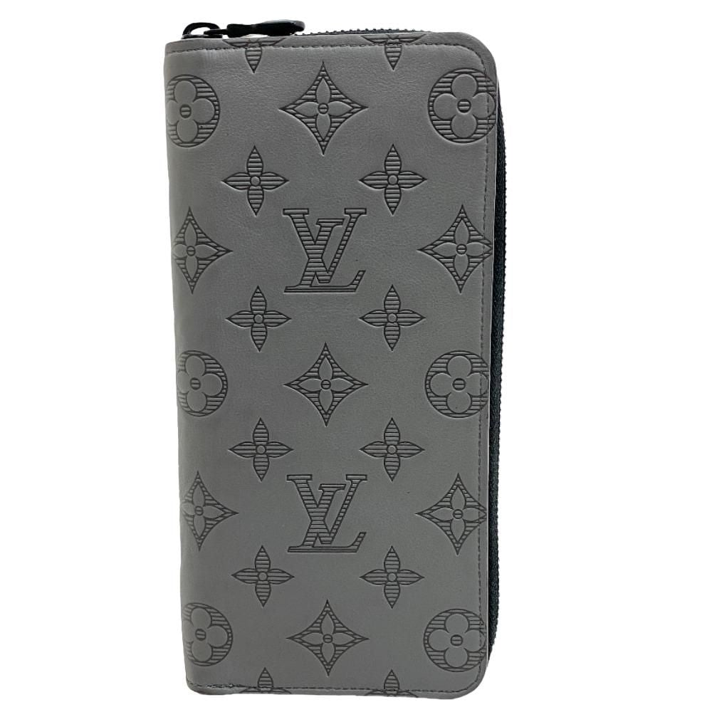 Louis Vuitton Vertical Zippy Wallet Monogram Shadow Leather Gray