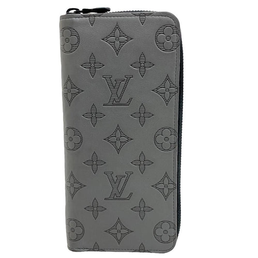 Louis Vuitton Vertical Zippy Wallet Monogram Shadow Leather Gray