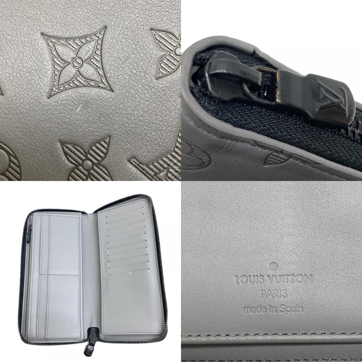 Louis Vuitton Vertical Zippy Wallet Monogram Shadow Leather Gray — view 7