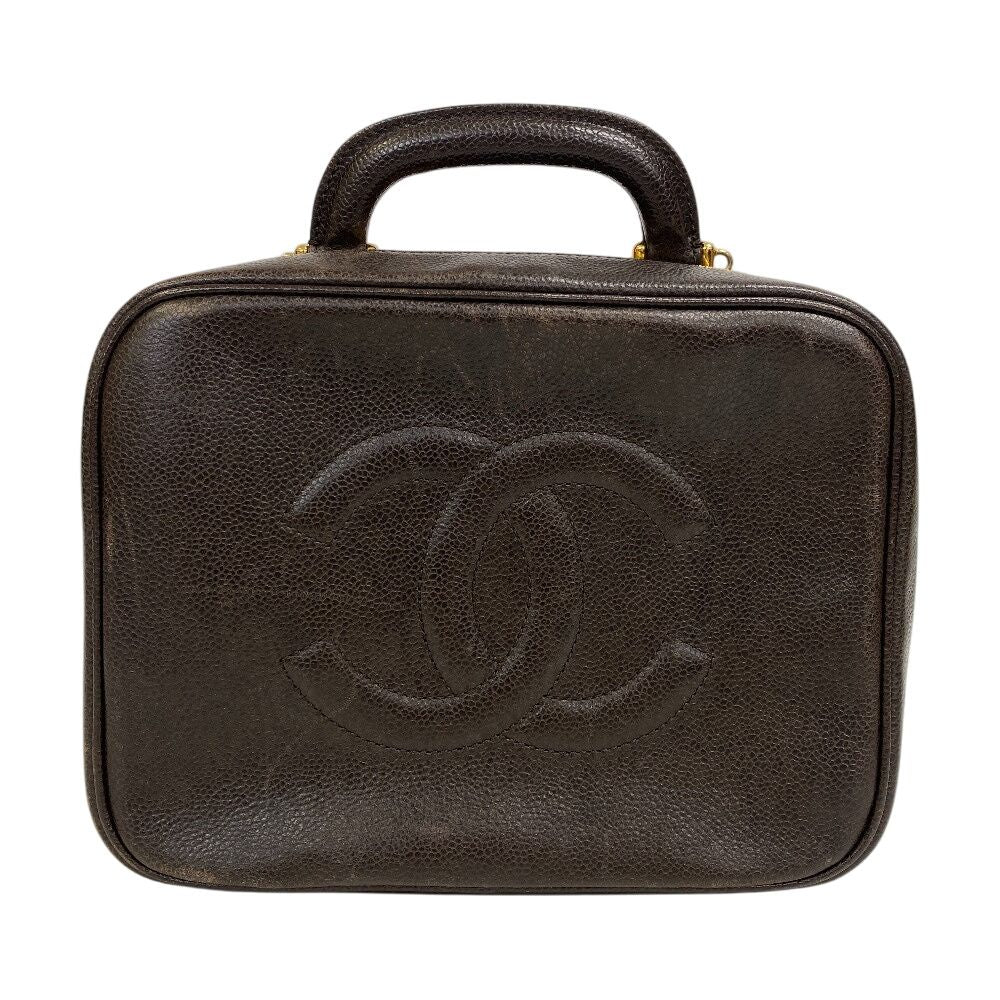 Chanel CC Logo 2-Way Caviar Leather Shoulder Bag Brown