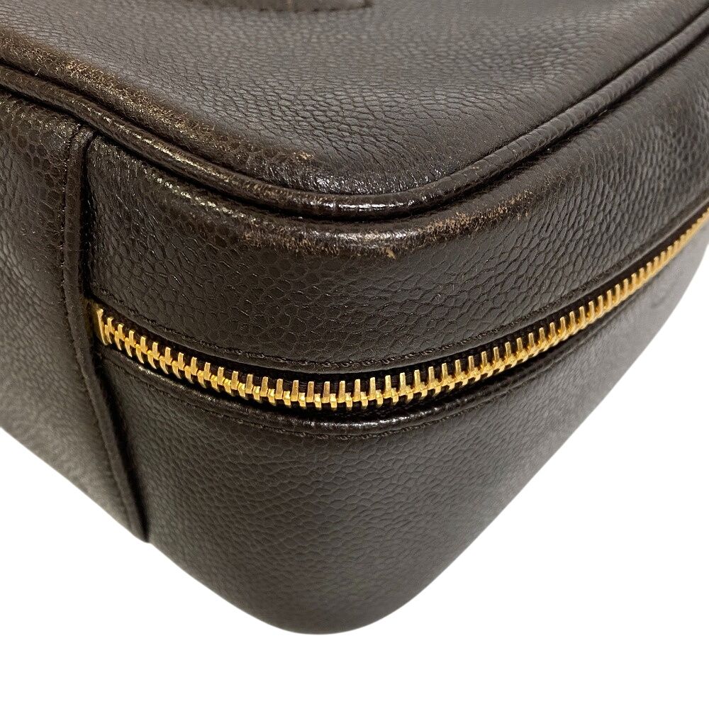 Chanel CC Logo 2-Way Caviar Leather Shoulder Bag Brown — view 4