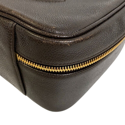 Chanel CC Logo 2-Way Caviar Leather Shoulder Bag Brown — view 4