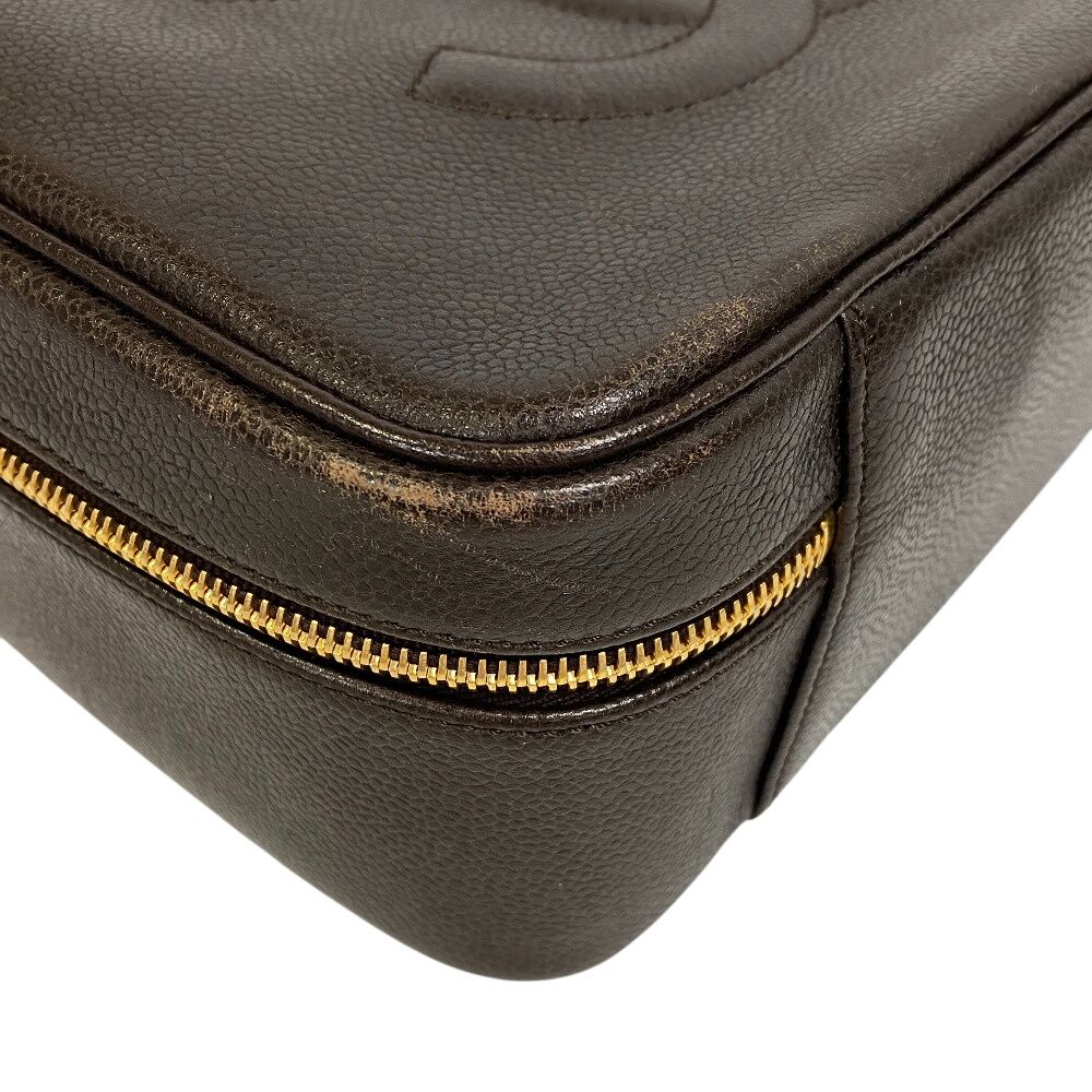 Chanel CC Logo 2-Way Caviar Leather Shoulder Bag Brown — view 3