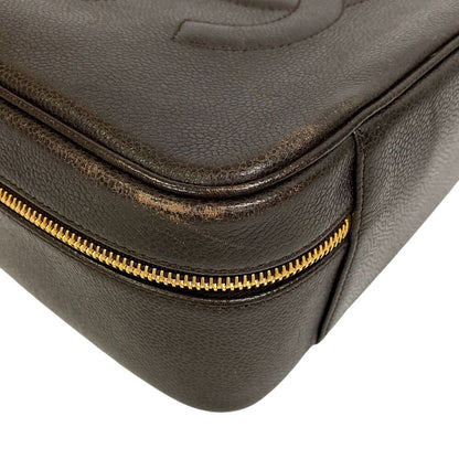 Chanel CC Logo 2-Way Caviar Leather Shoulder Bag Brown — view 3
