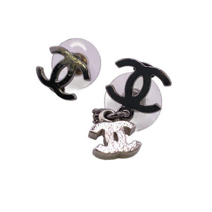 Chanel CC Logo Earrings Silver