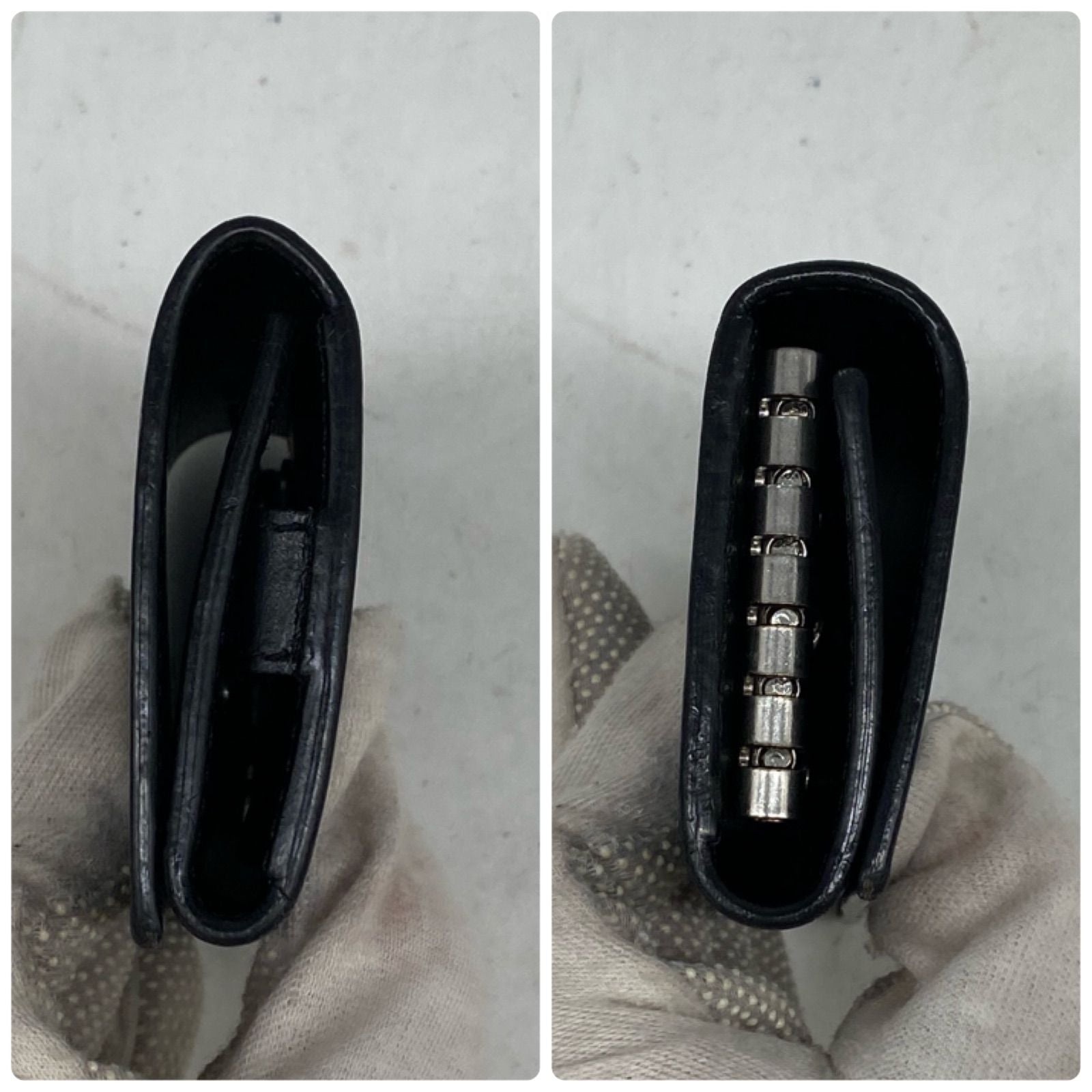 Celine Key Case 6 Keys Croco Leather Black Travel Car Key Holder — view 6