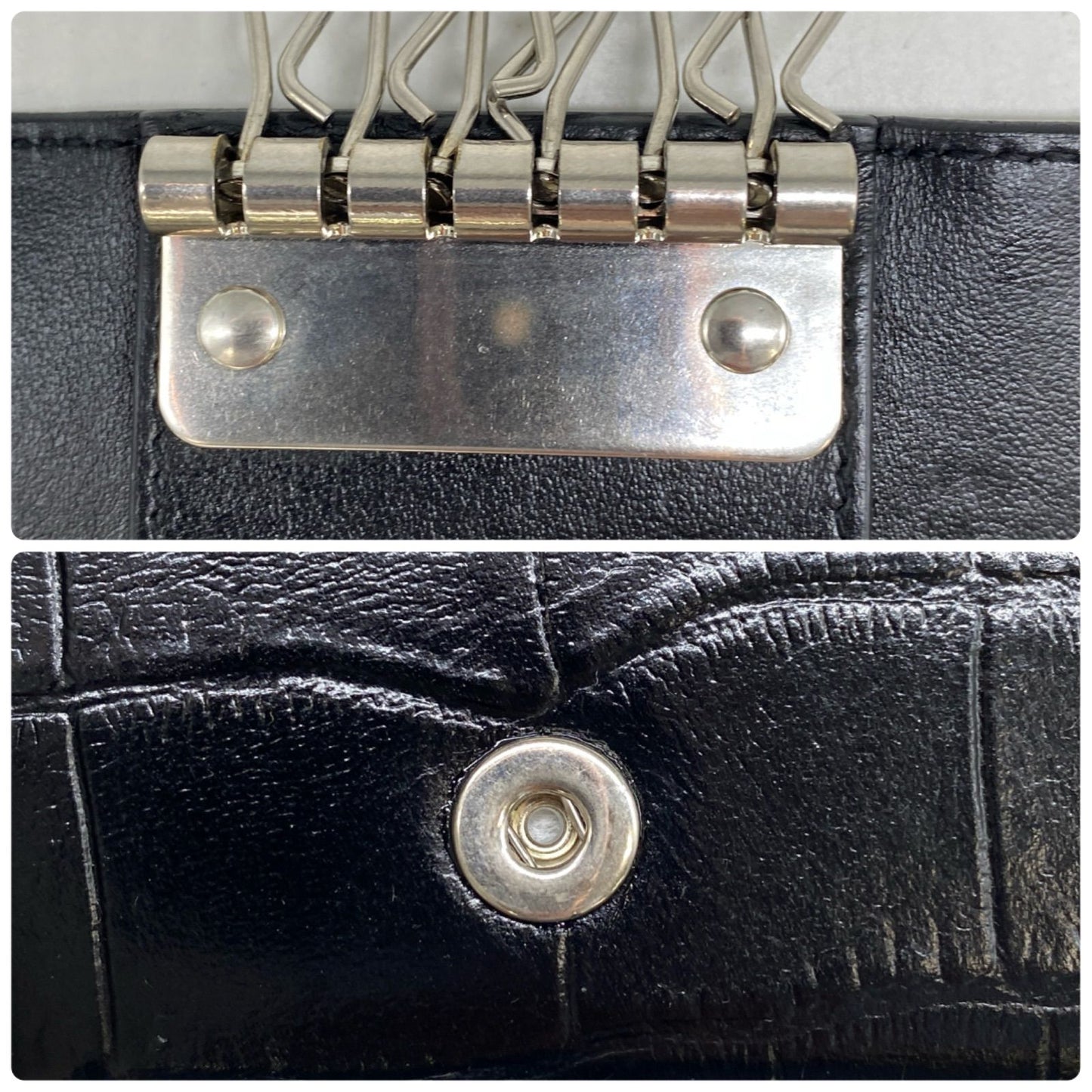 Celine Key Case 6 Keys Croco Leather Black Travel Car Key Holder — view 8