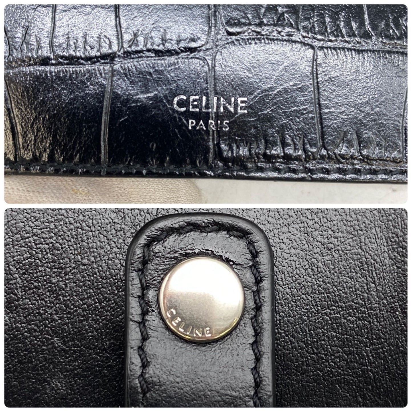 Celine Key Case 6 Keys Croco Leather Black Travel Car Key Holder — view 9