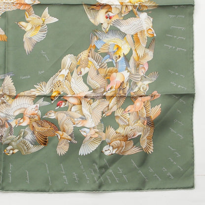 Hermes Carre 90 L'intrus Intruder Silk Bird Scarf Green — view 5