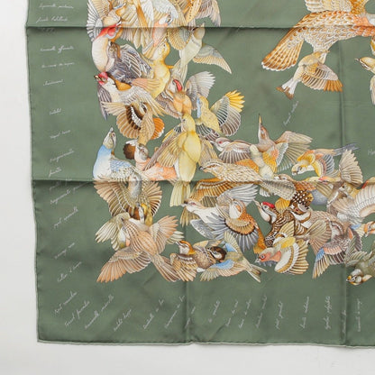 Hermes Carre 90 L'intrus Intruder Silk Bird Scarf Green — view 4