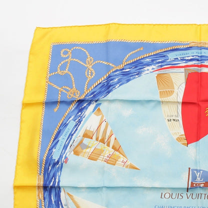 Louis Vuitton Silk Yacht Pattern America's Cup Scarf Yellow Blue — view 2