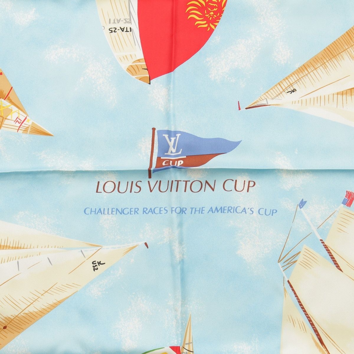 Louis Vuitton Silk Yacht Pattern America's Cup Scarf Yellow Blue — view 7