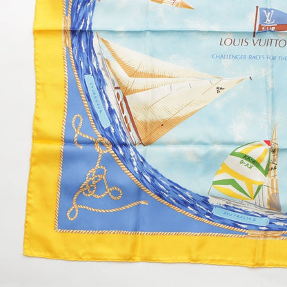Louis Vuitton Silk Yacht Pattern America's Cup Scarf Yellow Blue — view 4