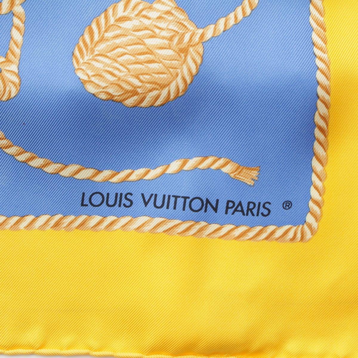 Louis Vuitton Silk Yacht Pattern America's Cup Scarf Yellow Blue — view 6