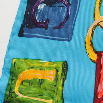 Gucci Silk Horsebit Logo Scarf Blue — view 8