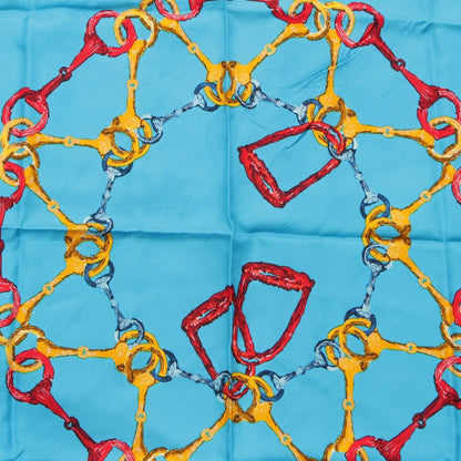 Gucci Silk Horsebit Logo Scarf Blue — view 6