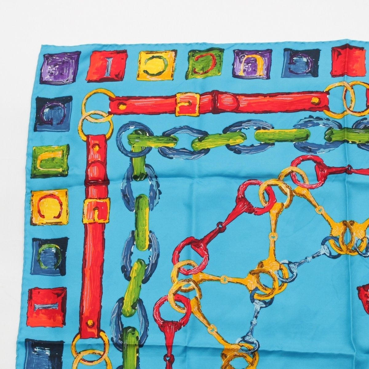 Gucci Silk Horsebit Logo Scarf Blue — view 2