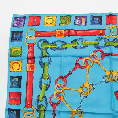 Gucci Silk Horsebit Logo Scarf Blue — view 2
