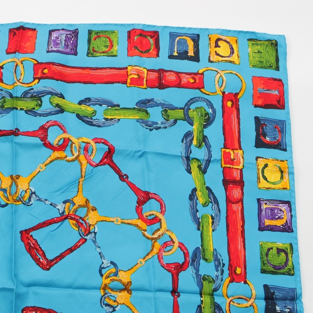 Gucci Silk Horsebit Logo Scarf Blue — view 3