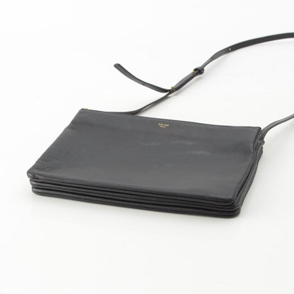 Celine Trio Large Leather Shoulder Bag Black — view 5