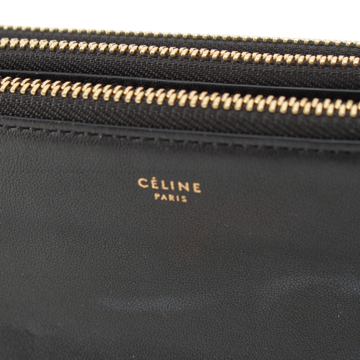 Celine Trio Large Leather Shoulder Bag Black — view 8