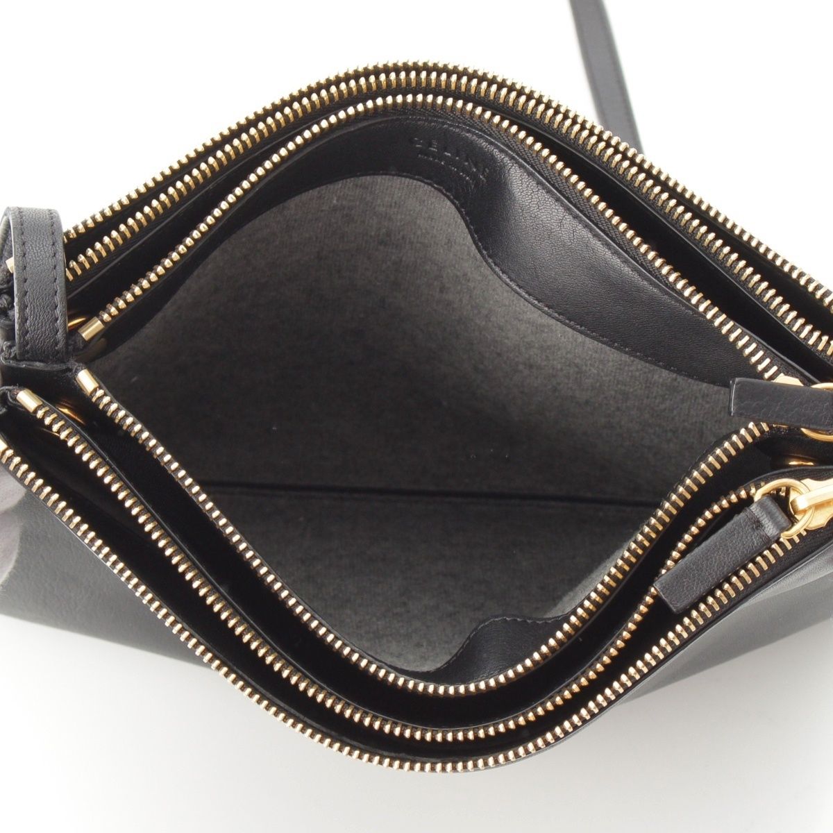 Celine Trio Large Leather Shoulder Bag Black — view 6