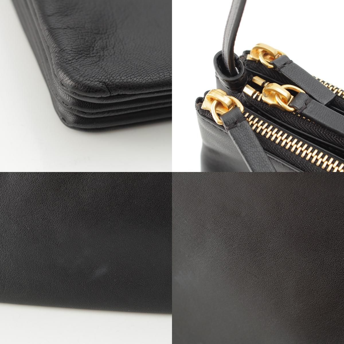 Celine Trio Large Leather Shoulder Bag Black — view 9