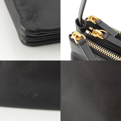 Celine Trio Large Leather Shoulder Bag Black — view 9